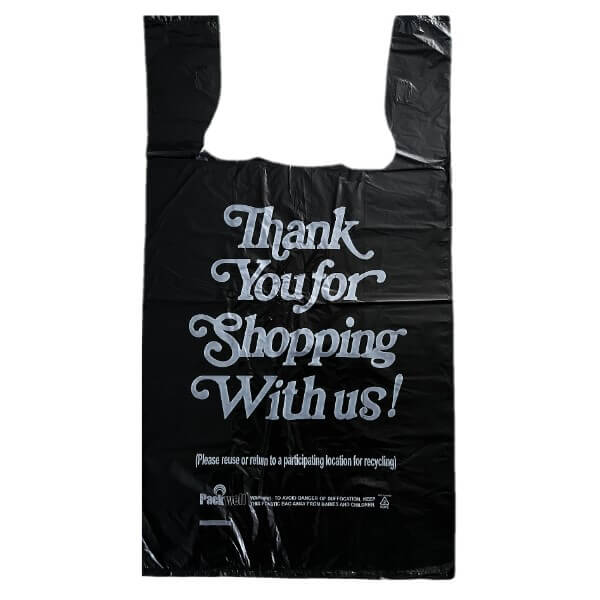 1/6 CARRY BAG 11.5X6.5X21.5 17MIC THANK YOU 500CT BLACK