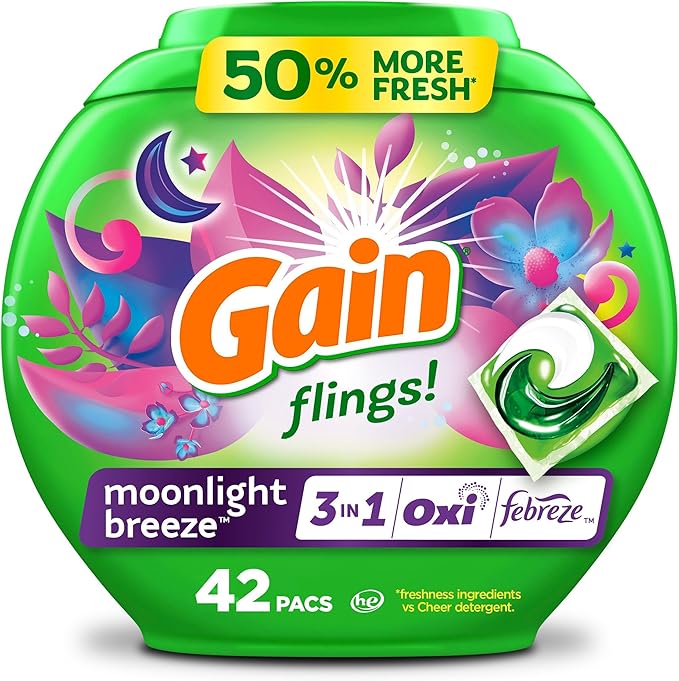 Gain Laundry Pods 3 in 1 Moonlight Breeze Oxi / Febreze 42ct