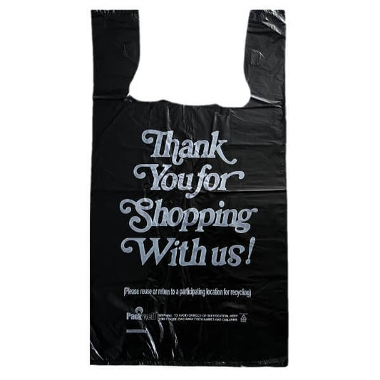 1/6 CARRY BAG 11.5X6.5X21.5 17MIC THANK YOU 500CT BLACK