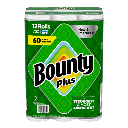 BOUNTY PLUS PAPER TOWELS 91S 12PK
