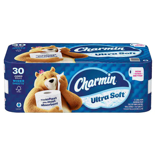 CHARMIN ULTRA SOFT BATHROOM TISSUE SHEETS 6PK 30 ROLLS