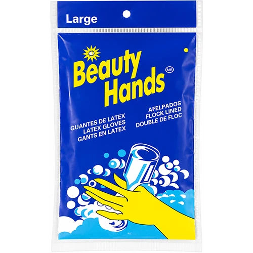 Latex Glove Yellow Flock Lined Large 12Pk